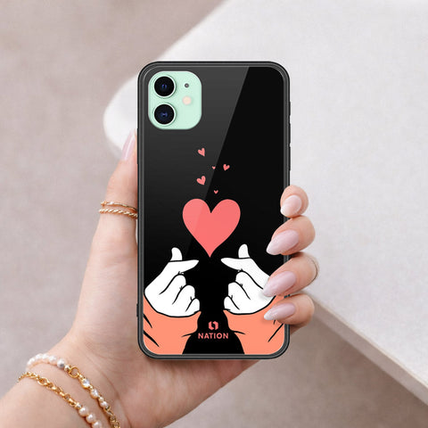 iPhone 11 - Onation Heart Series - HQ Ultra Shine Premium Infinity Glass Soft Silicon Borders Case