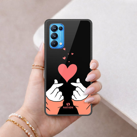 Oppo Reno 5 Pro 5G Cover - Onation Heart Series - HQ Ultra Shine Premium Infinity Glass Soft Silicon Borders Case