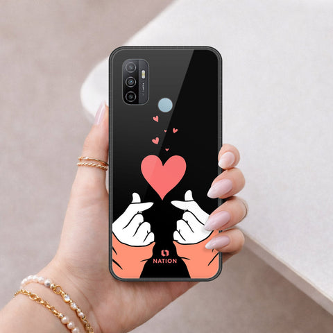 Oppo A53 Cover - Onation Heart Series - HQ Ultra Shine Premium Infinity Glass Soft Silicon Borders Case