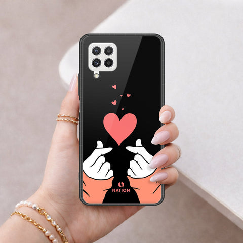 Samsung Galaxy A22 Cover - Onation Heart Series - HQ Ultra Shine Premium Infinity Glass Soft Silicon Borders Case