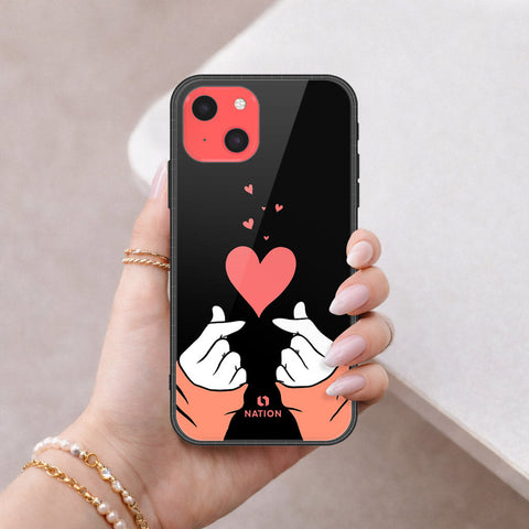 iPhone 13 Mini Cover - Onation Heart Series - HQ Ultra Shine Premium Infinity Glass Soft Silicon Borders Case