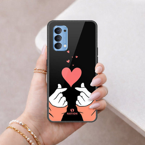 Oppo Reno 4 Cover - Onation Heart Series - HQ Ultra Shine Premium Infinity Glass Soft Silicon Borders Case