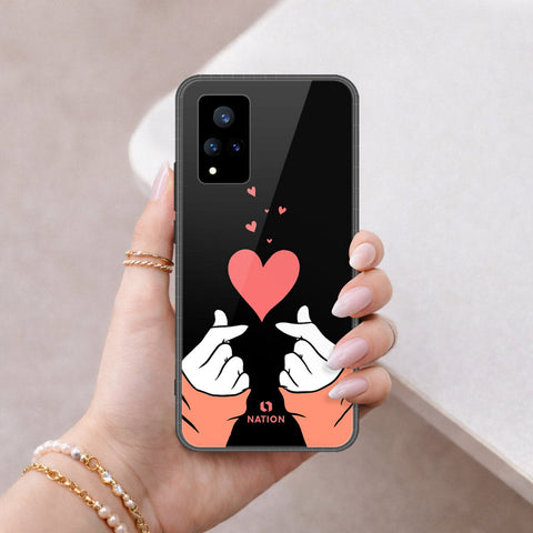 Vivo V21 Cover - Onation Heart Series - HQ Ultra Shine Premium Infinity Glass Soft Silicon Borders Case