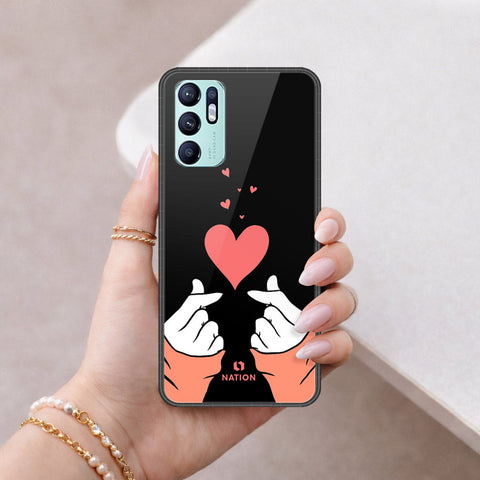 Oppo Reno 6 Cover - Onation Heart Series - HQ Ultra Shine Premium Infinity Glass Soft Silicon Borders Case