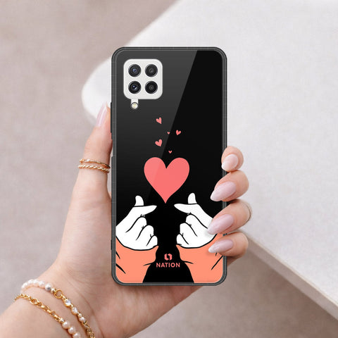 Samsung Galaxy M22 Cover - Onation Heart Series - HQ Ultra Shine Premium Infinity Glass Soft Silicon Borders Case