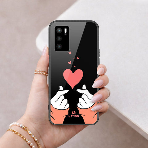 Oppo A16 Cover - Onation Heart Series - HQ Ultra Shine Premium Infinity Glass Soft Silicon Borders Case