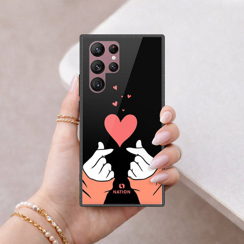 Samsung Galaxy S22 Ultra 5G Cover - Onation Heart Series - HQ Ultra Shine Premium Infinity Glass Soft Silicon Borders Case