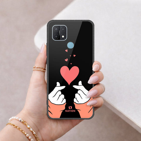 Oppo A15 Cover - Onation Heart Series - HQ Ultra Shine Premium Infinity Glass Soft Silicon Borders Case