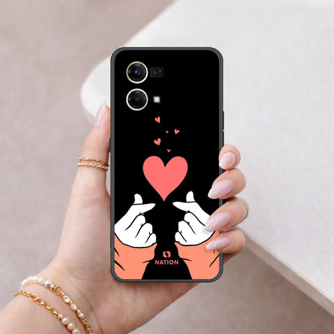 Oppo Reno 8 4G Cover - Onation Heart Series - HQ Ultra Shine Premium Infinity Glass Soft Silicon Borders Case