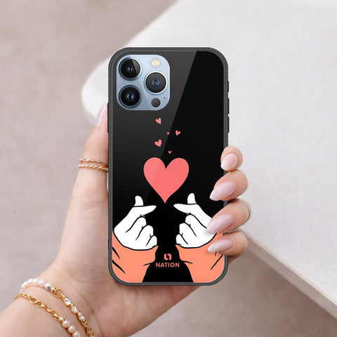 iPhone 14 Pro Cover - Onation Heart Series - HQ Ultra Shine Premium Infinity Glass Soft Silicon Borders Case