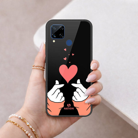Realme C15 Cover - Onation Heart Series - HQ Ultra Shine Premium Infinity Glass Soft Silicon Borders Case