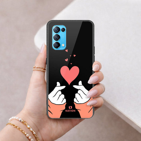 Oppo Reno 5 4G Cover - Onation Heart Series - HQ Ultra Shine Premium Infinity Glass Soft Silicon Borders Case
