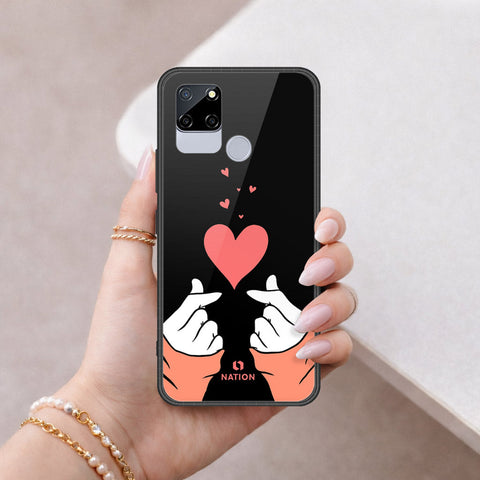 Realme C12 Cover - Onation Heart Series - HQ Ultra Shine Premium Infinity Glass Soft Silicon Borders Case