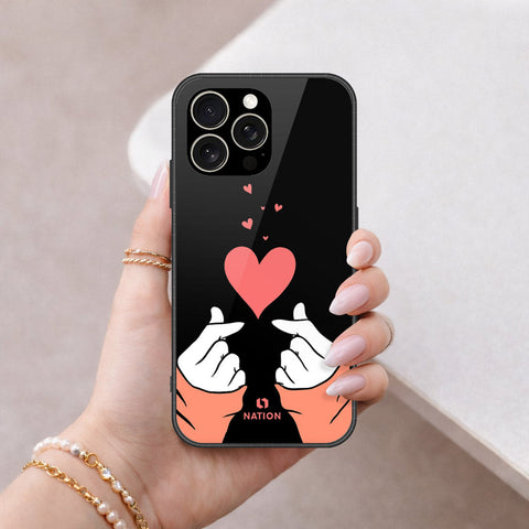 IPhone 15 Pro Max Cover - Onation Heart Series - HQ Ultra Shine Premium Infinity Glass Soft Silicon Borders Case