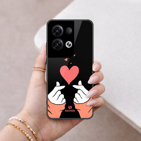 Oppo Reno 8 Pro  Cover - Onation Heart Series - HQ Ultra Shine Premium Infinity Glass Soft Silicon Borders Case