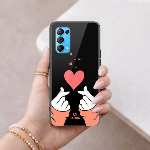 Oppo Reno 5 5G Cover - Onation Heart Series - HQ Ultra Shine Premium Infinity Glass Soft Silicon Borders Case