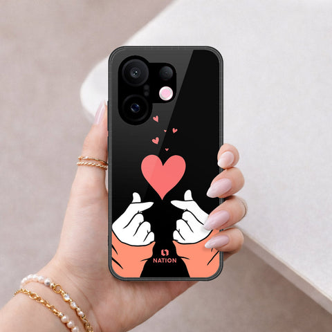 Vivo X200 FE Cover - Onation Heart Series - HQ Ultra Shine Premium Infinity Glass Soft Silicon Borders Case