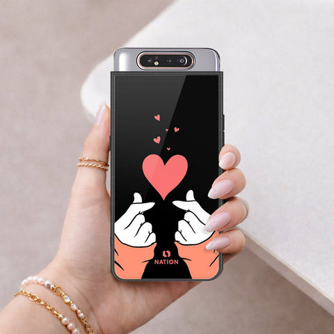 Samsung Galaxy A80 Cover - Onation Heart Series - HQ Ultra Shine Premium Infinity Glass Soft Silicon Borders Case