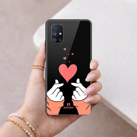 Samsung Galaxy M51 Cover - Onation Heart Series - HQ Ultra Shine Premium Infinity Glass Soft Silicon Borders Case