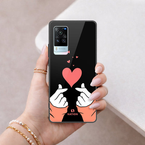 Vivo X60 Cover - Onation Heart Series - HQ Ultra Shine Premium Infinity Glass Soft Silicon Borders Case