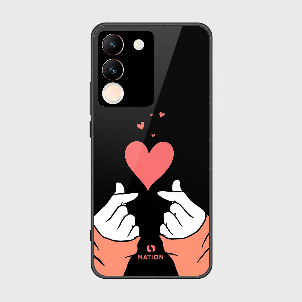 vivo V29e Cover- Onation Heart Series - HQ Ultra Shine Premium Infinity Glass Soft Silicon Borders Case (Fast Delivery)