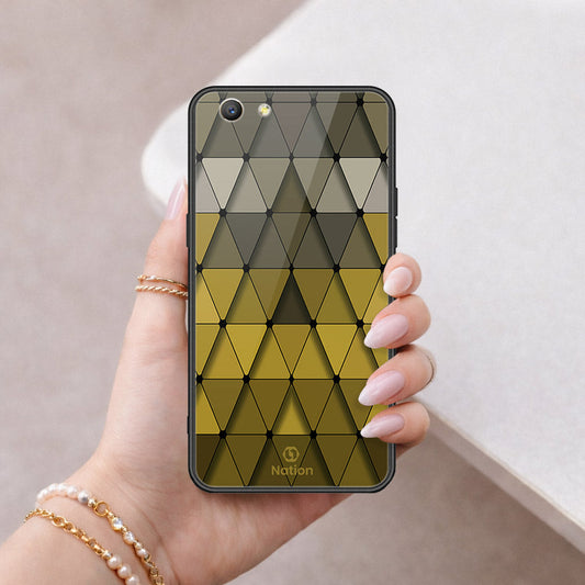 Oppo A59 Cover - ONation Pyramid Series - HQ Ultra Shine Premium Infinity Glass Soft Silicon Borders Case
