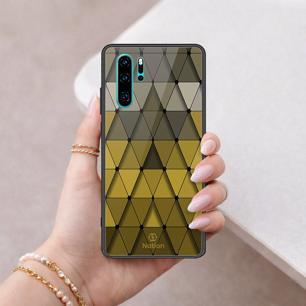 Huawei P30 Pro Cover - ONation Pyramid Series - HQ Ultra Shine Premium Infinity Glass Soft Silicon Borders Case