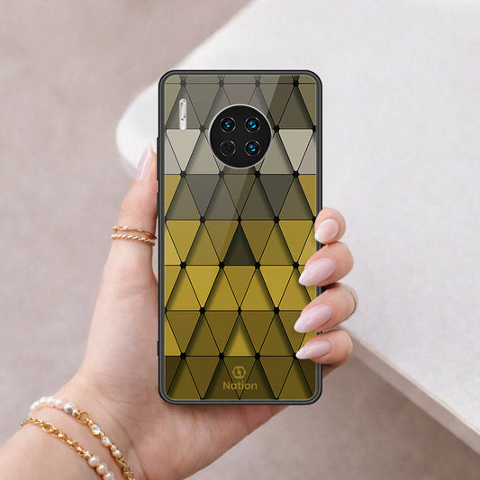Huawei Mate 30 Cover - ONation Pyramid Series - HQ Ultra Shine Premium Infinity Glass Soft Silicon Borders Case