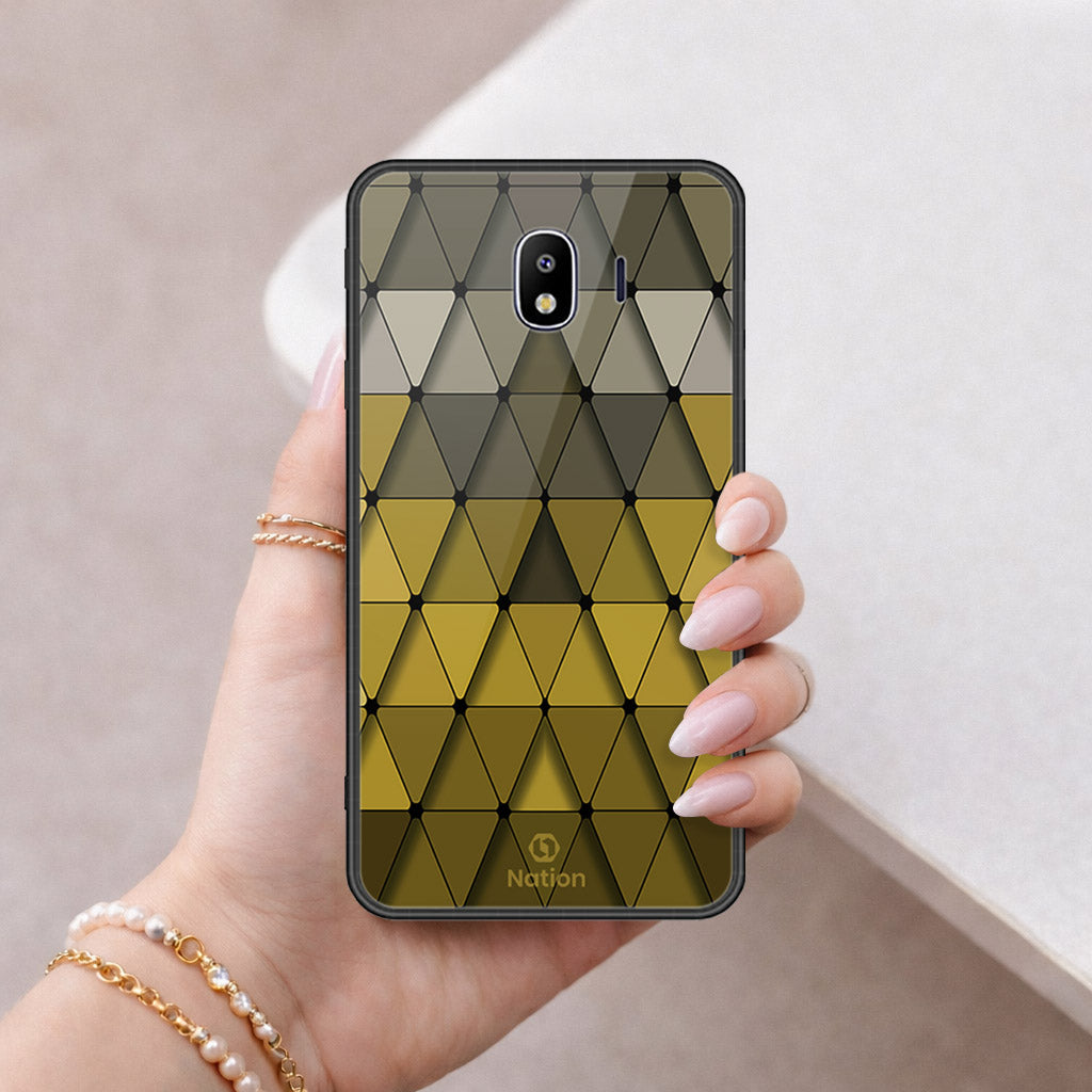 Samsung Galaxy J4 2018 Cover - ONation Pyramid Series - HQ Ultra Shine Premium Infinity Glass Soft Silicon Borders Case