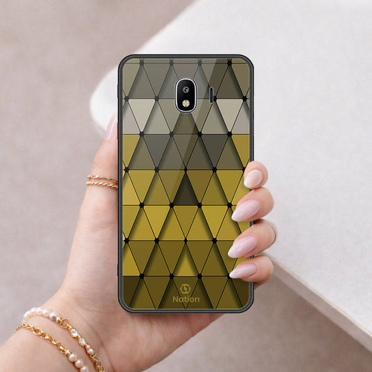 Samsung Galaxy J4 2018 Cover - ONation Pyramid Series - HQ Ultra Shine Premium Infinity Glass Soft Silicon Borders Case