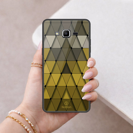 Samsung Galaxy Grand Prime Cover - ONation Pyramid Series - HQ Ultra Shine Premium Infinity Glass Soft Silicon Borders Case