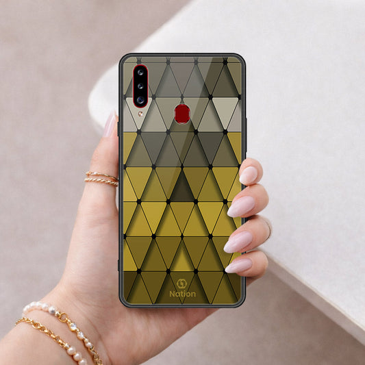 Samsung Galaxy A20s Cover - ONation Pyramid Series - HQ Ultra Shine Premium Infinity Glass Soft Silicon Borders Case