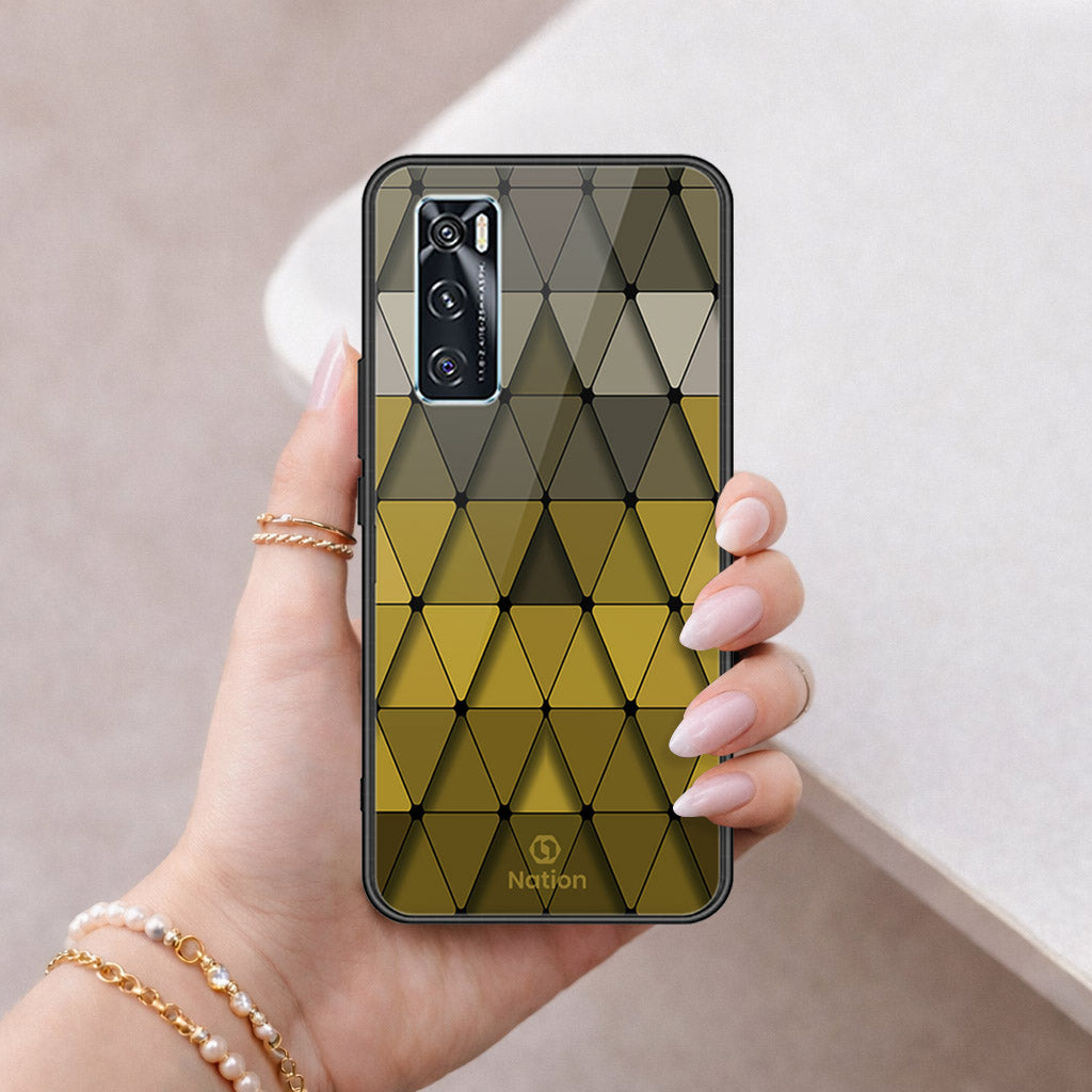 Vivo V20 SE Cover - ONation Pyramid Series - HQ Ultra Shine Premium Infinity Glass Soft Silicon Borders Case