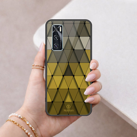 Vivo V20 SE Cover - ONation Pyramid Series - HQ Ultra Shine Premium Infinity Glass Soft Silicon Borders Case