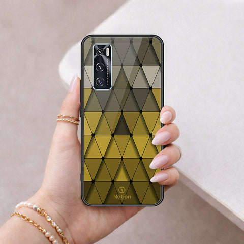 Vivo V20 SE Cover - ONation Pyramid Series - HQ Ultra Shine Premium Infinity Glass Soft Silicon Borders Case