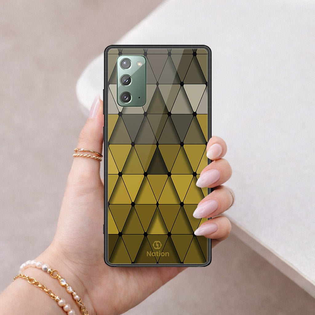 Samsung Galaxy Note 20 Cover - ONation Pyramid Series - HQ Ultra Shine Premium Infinity Glass Soft Silicon Borders Case