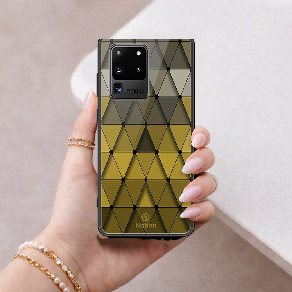 Samsung Galaxy S20 Ultra Cover - ONation Pyramid Series - HQ Ultra Shine Premium Infinity Glass Soft Silicon Borders Case