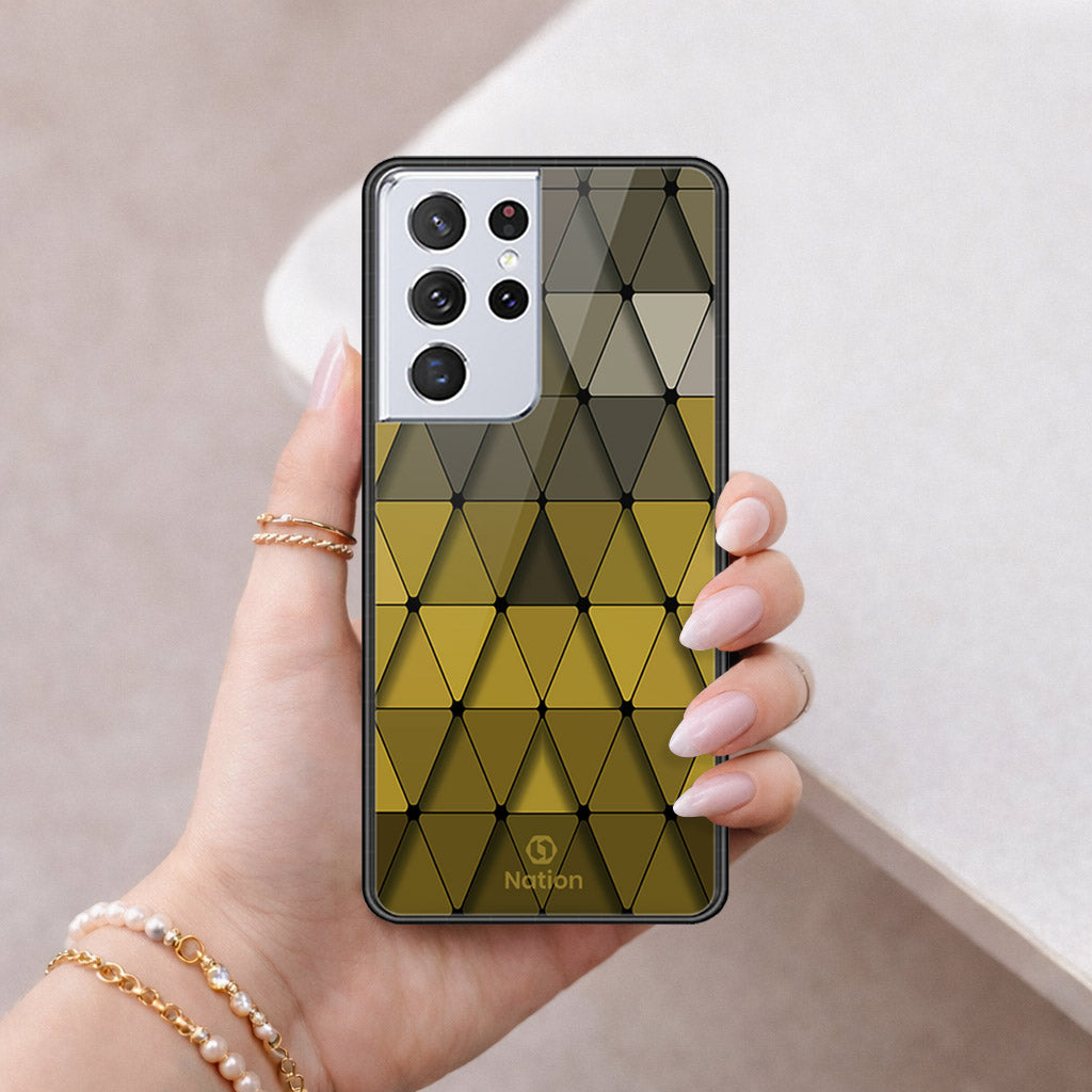 Samsung Galaxy S21 Ultra 5G Cover - ONation Pyramid Series - HQ Ultra Shine Premium Infinity Glass Soft Silicon Borders Case