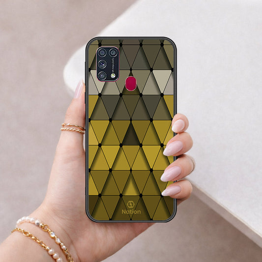 Samsung Galaxy M31 Cover - ONation Pyramid Series - HQ Ultra Shine Premium Infinity Glass Soft Silicon Borders Case