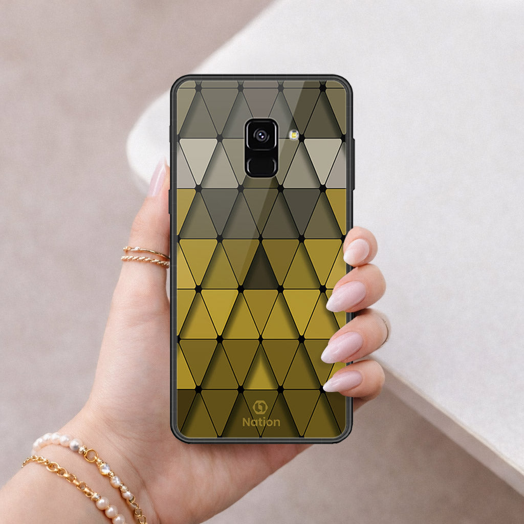 Samsung Galaxy A8 2018 Cover - ONation Pyramid Series - HQ Ultra Shine Premium Infinity Glass Soft Silicon Borders Case
