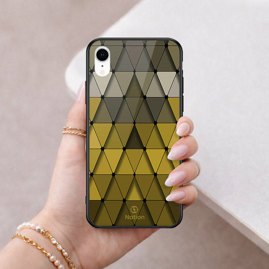 iPhone XR - ONation Pyramid Series - HQ Ultra Shine Premium Infinity Glass Soft Silicon Borders Case