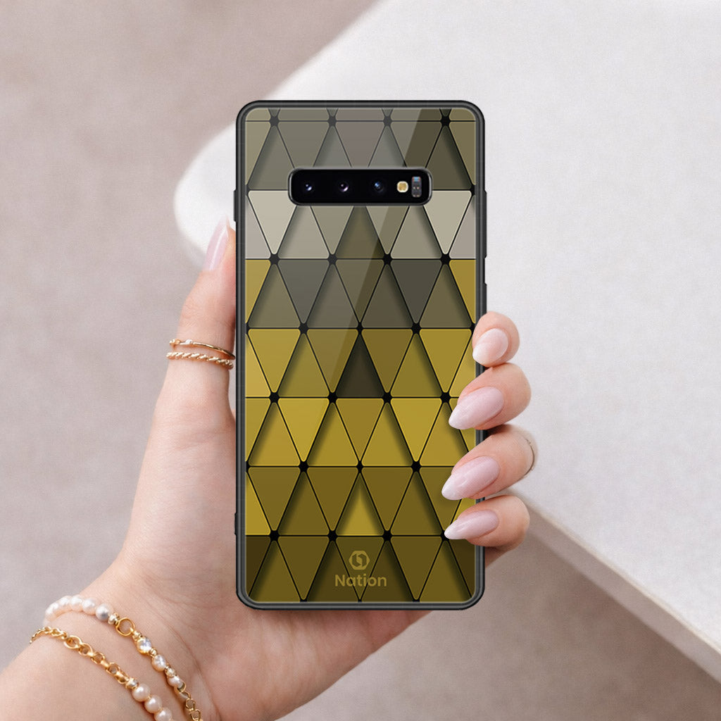Samsung Galaxy S10 Plus Cover - ONation Pyramid Series - HQ Ultra Shine Premium Infinity Glass Soft Silicon Borders Case