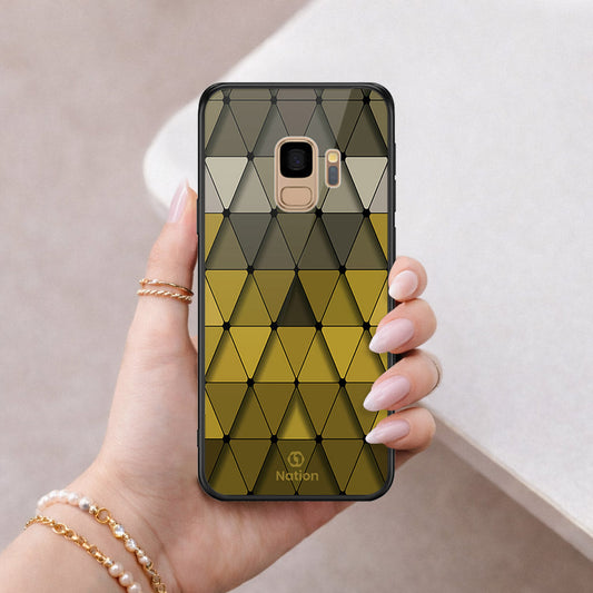 Samsung Galaxy S9 Cover - ONation Pyramid Series - HQ Ultra Shine Premium Infinity Glass Soft Silicon Borders Case