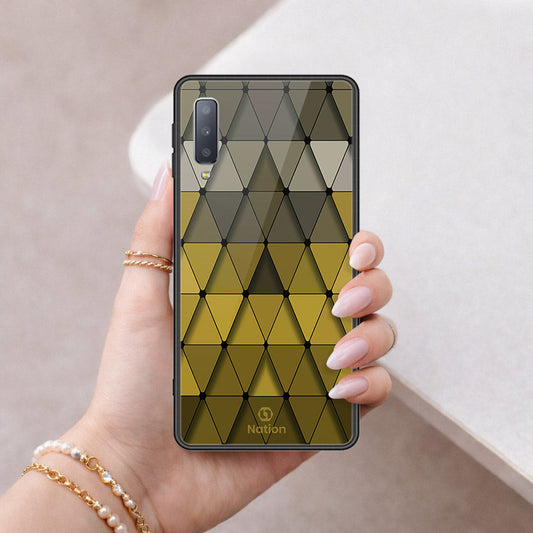 Samsung Galaxy A7 2018 Cover - ONation Pyramid Series - HQ Ultra Shine Premium Infinity Glass Soft Silicon Borders Case