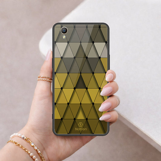 Oppo A37 Cover - ONation Pyramid Series - HQ Ultra Shine Premium Infinity Glass Soft Silicon Borders Case