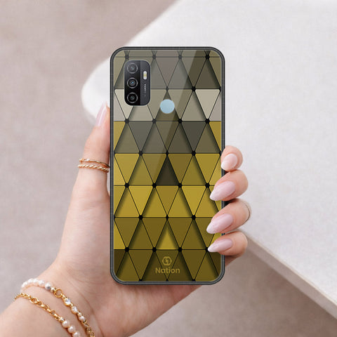 Oppo A53 Cover - ONation Pyramid Series - HQ Ultra Shine Premium Infinity Glass Soft Silicon Borders Case