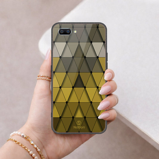 Realme C1 Cover - ONation Pyramid Series - HQ Ultra Shine Premium Infinity Glass Soft Silicon Borders Case