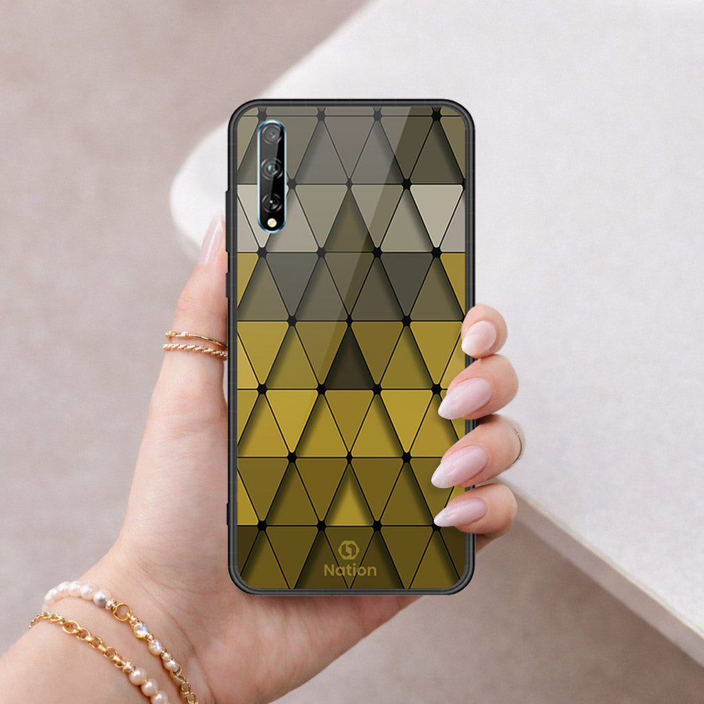 Huawei Y8p Cover - ONation Pyramid Series - HQ Ultra Shine Premium Infinity Glass Soft Silicon Borders Case