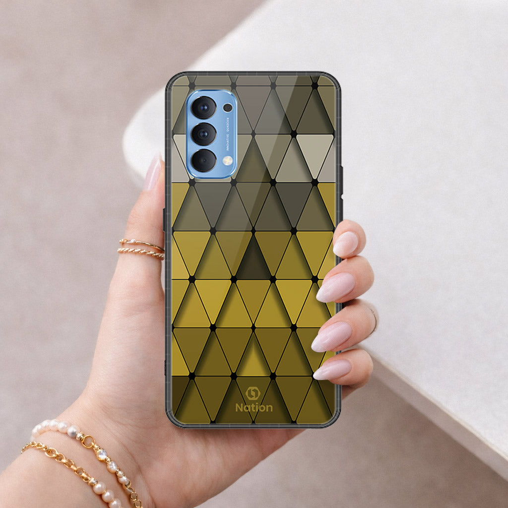 Oppo Reno 4 Cover - ONation Pyramid Series - HQ Ultra Shine Premium Infinity Glass Soft Silicon Borders Case