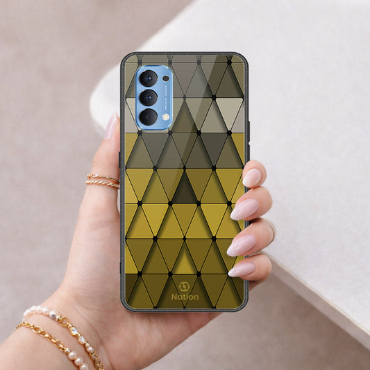 Oppo Reno 4 Cover - ONation Pyramid Series - HQ Ultra Shine Premium Infinity Glass Soft Silicon Borders Case